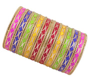 NMII Acrylic (Plastic) with Zircon Gemstone Studded worked Glossy Finished Bangle Set For Women and Girls