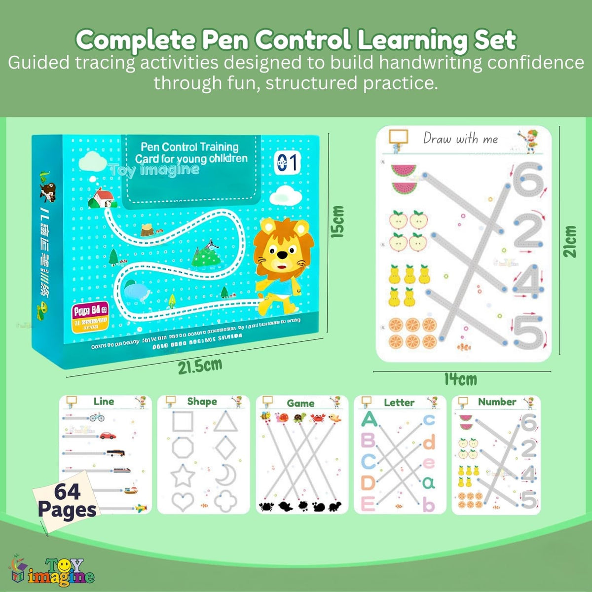 Toy Imagine Reusable Tracing Copybook Kit with Magic Pen for Kids 3-8