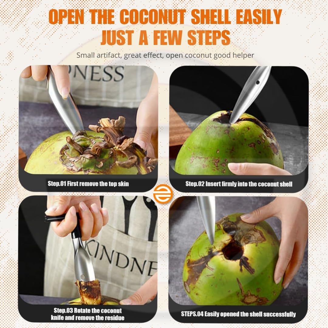 E-COSMOS® Stainless Steel Coconut Opener Tool, Coconut Driller, Coconut Opener Machine, Coconut Opener Knife, Coconut Water Opener