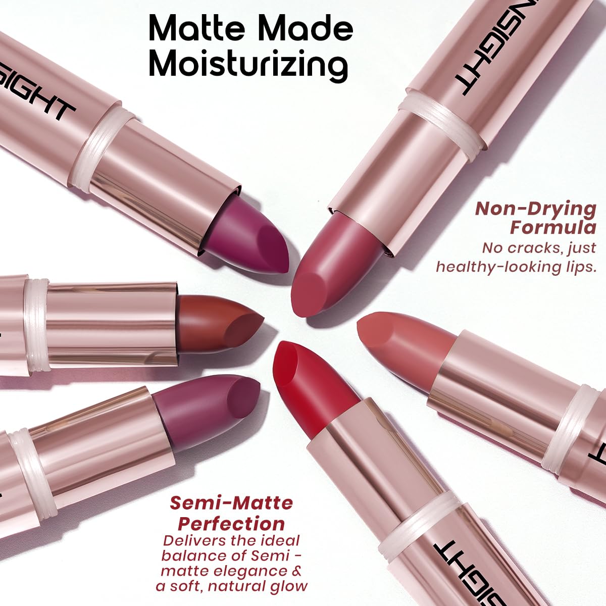 INSIGHT Hydra Fix Lipstick - Russet Rouge| Semi Matte Finish | One Swipe Intense Pigmentation | Long Lasting | Lightweight | Hydrating Non Drying Formula - 4.2g (Pack of 2)