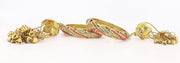 NMII Non-Precious Metal Base Metal with Zircon Gemstone Or Leaf Shaped Beads and Flower Shaped Glossy Finished Kada Set For Women and Girls