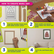 Fevicryl Warli Mini Art Kit | All-Inclusive DIY Kit of Wooden Plank with Hook, Acrylic Colours, Brush | for Artists, Students, Hobbyists & Gifting | Ideal for Age 14 +