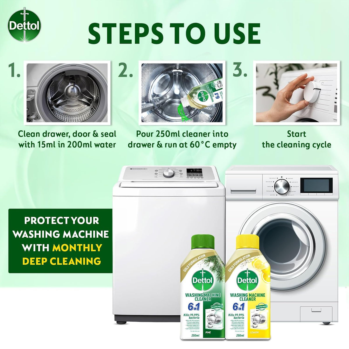 Dettol Washing Machine Cleaner 250ml Pine