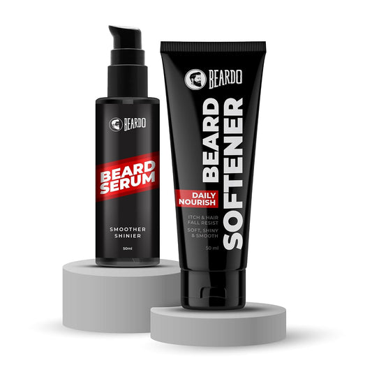 Beardo Beard Softening Combo – Beard Serum & Softener | Smooth, Frizz-Free & Shiny Beard | Lightweight, Non-Sticky Formula for Healthy Beard – Pack of 2
