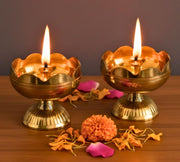 DSH Brass Diya Pure Brass Traditional Oil Puja Lamp for Temple, Mandir, Festival Decoration, Home Decor & Diwali Gift