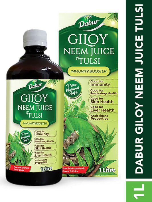 Dabur Giloy Neem Tulsi Juice - 1L | Benefit of 3-in-1 Immunity Boosters| With Power of Giloy, Neem and Tulsi | Pure, Natural and 100% Ayurvedic Juice