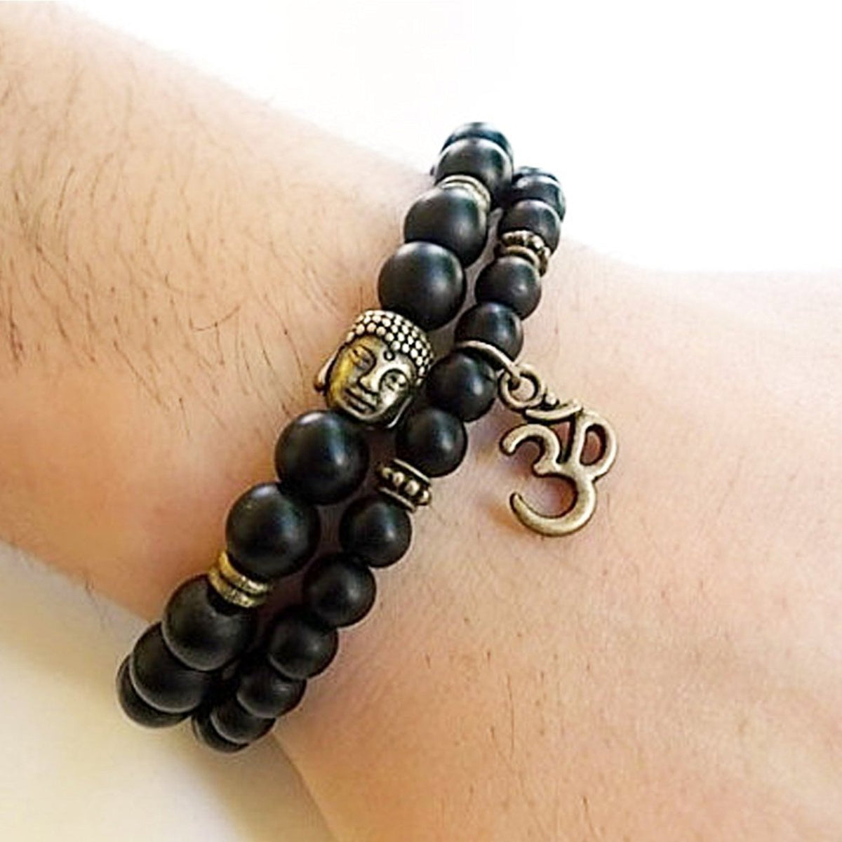 Shining Diva Fashion Yoga & Meditation Om Charm Buddha Reiki Beads Stylish Bracelet for Men Boys Women Girls Unisex (9377b)