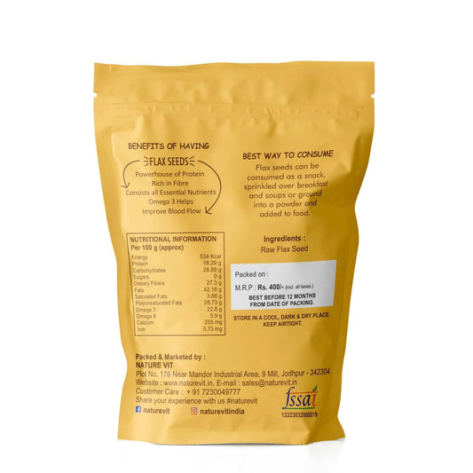 NatureVit Raw Flax Seeds 1 Kg | Alsi Seeds for Eating, Hair & Skin | Fibre & Omega-3 Rich Superfood | Natural Seeds for Weight Loss, Digestion & Immunity
