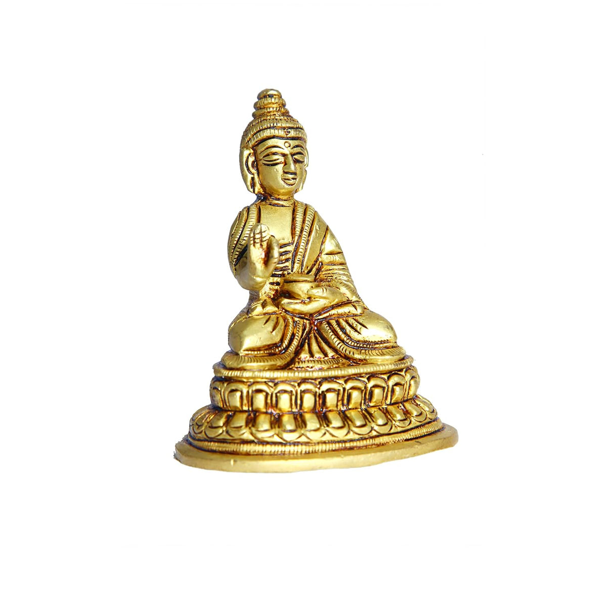Aalayam Selveer Buddha Statue Brass | Buddha Idol Brass | Brass Buddha Statue | Brass Buddha Idol | Buddha Idol Small | Brass Buddha Small 9 CM Height, Gold Colour 1 No