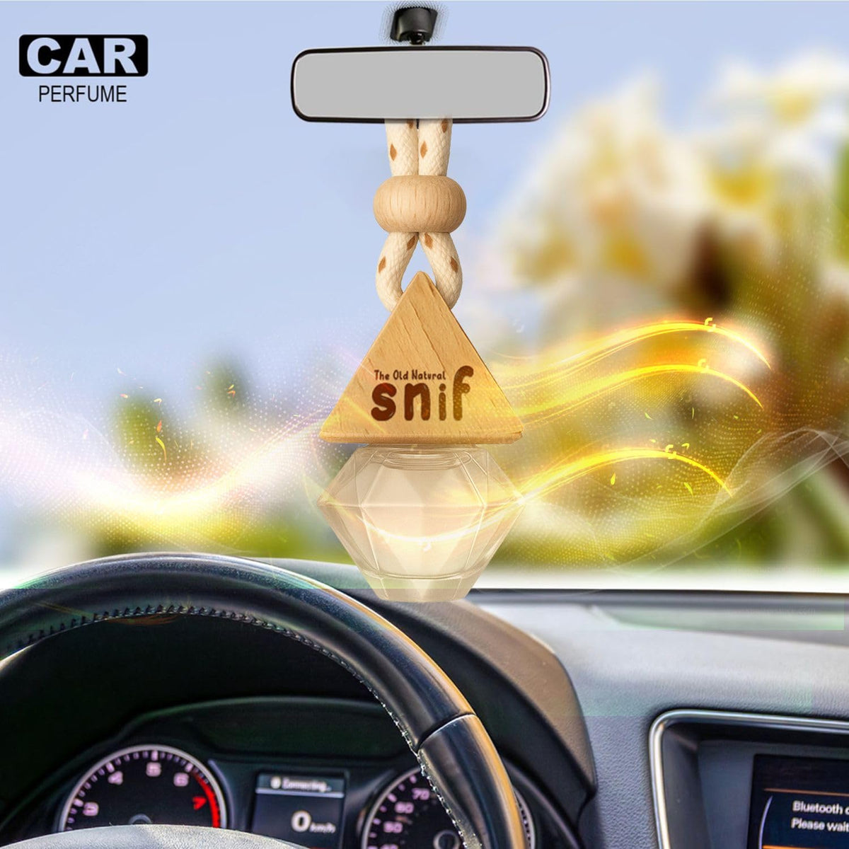 The Old Natural Snif Diamond Hanging Car Perfume|Car Air Freshener With Refill Pack (White Oudh 10 Ml + 15 Ml Refill Pack),Oil