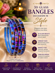 NMII Premium Glass Bangle Set for Women | Multicolour Designer Kangan | Lightweight Fashion Jewellery | 3D Transparent Chudi Set | Ethnic Party Bangles