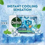 Dettol Icy Cool Bathing Soap Bar With 3x intense cooling 125gm, Pack of 10 (1250g)