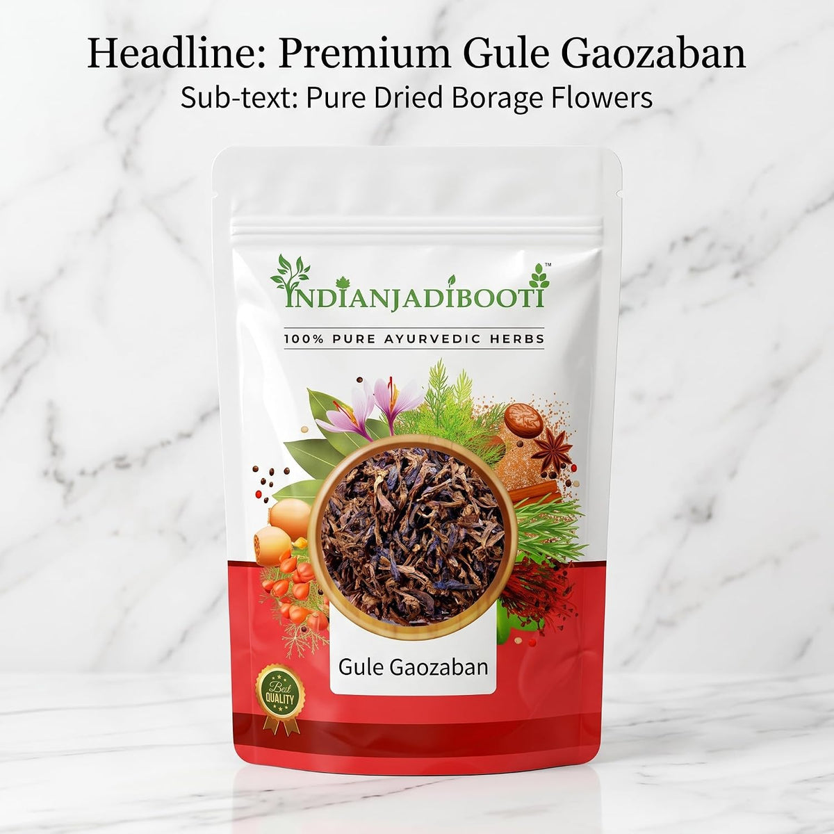 IndianJadiBooti Gule Gaozaban (Dried Borage Flowers) | 400g | Premium Purple Flowers | Natural Herbal Tea for Relaxation & Stress Relief | Traditional Cooling Tonic