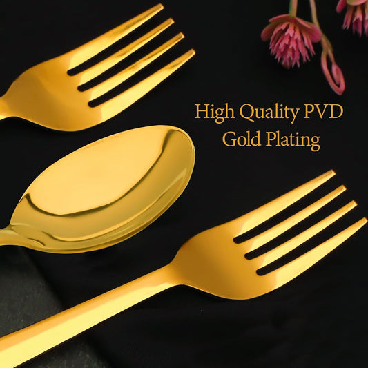 Parage 6 Pieces Stainless Steel Golden Spoon & Fork Set, 16 cm Each, Premium Cutlery Set for Home & Kitchen, PVD Gold Flatware, Elegant Dining (3 Dinner Spoons & 3 Dinner Forks)