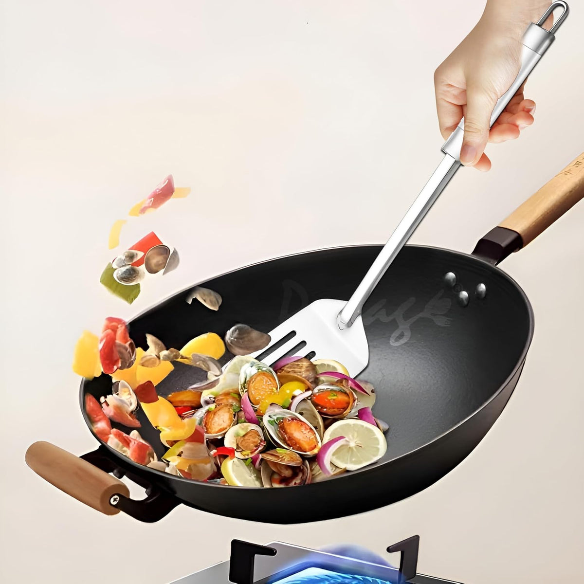 Parage 3 Pieces Stainless Steel Kitchen Tools for Home & Kitchen, Cooking & Serving, Slotted Turner/Spatula (Palta), Skimmer/Jhara/Poni, Ladle(Karchhi), Dual Tone Handle Kitchen Gadgets, Silver