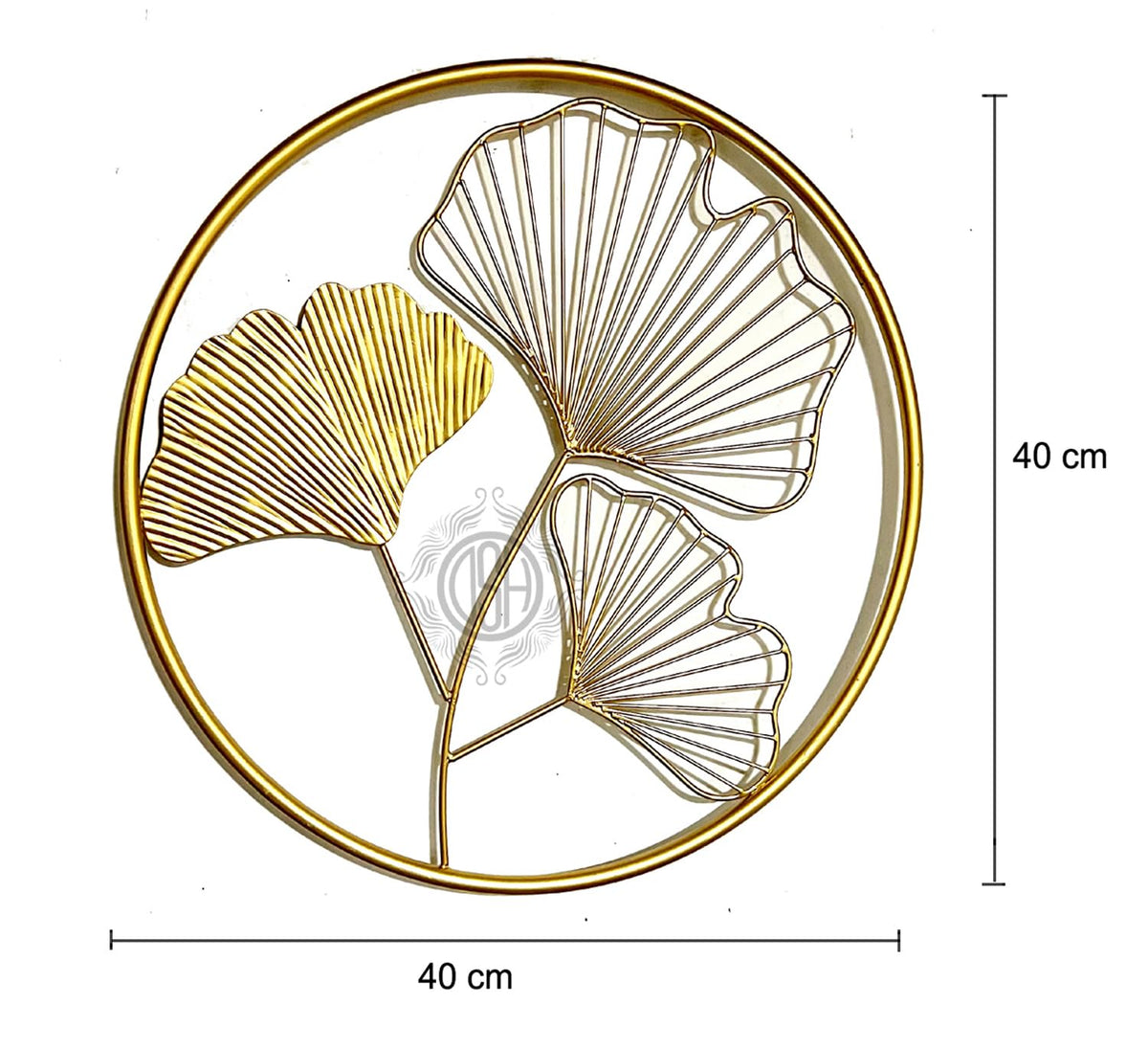 DSH CRAFTING YOUR CURIOSITY Metal Round Shaped Beautiful Leaf Wall Decor Wall Arts Perfect For Living Room (Design - 3 (3 Leaf))(Gold)