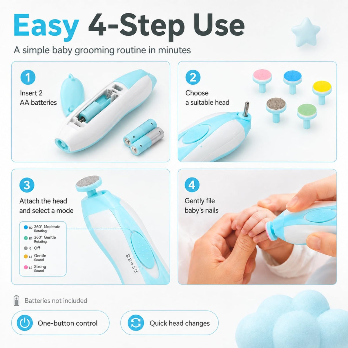 Toy Imagine Electric Baby Nail Trimmer with LED Light Multi Colour