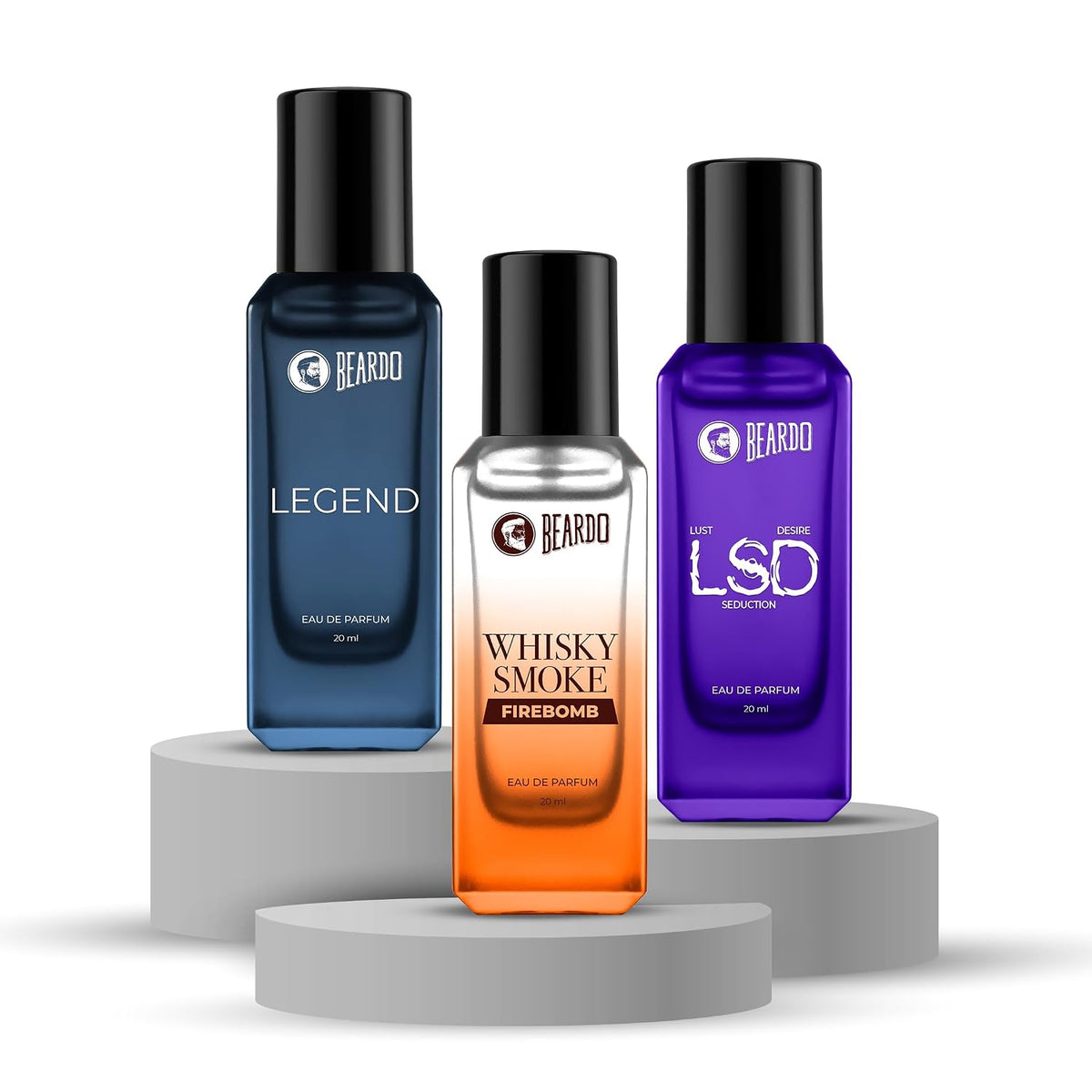 Beardo The Legendary Flame Trio- LSD,Legend & Whisky Smoke Firebomb Perfume for Men (20ml x 3) | Long Lasting Fragrance | Long Lasting Perfume for Men | Gift for Men | Gift for Friend