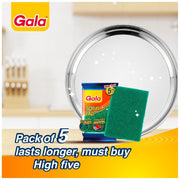 Gala Scrub Pad for Kitchen Utensils, Dishwashing and Tough Stain Cleaning, Reusable Kitchen Scrubber, Pack of 5