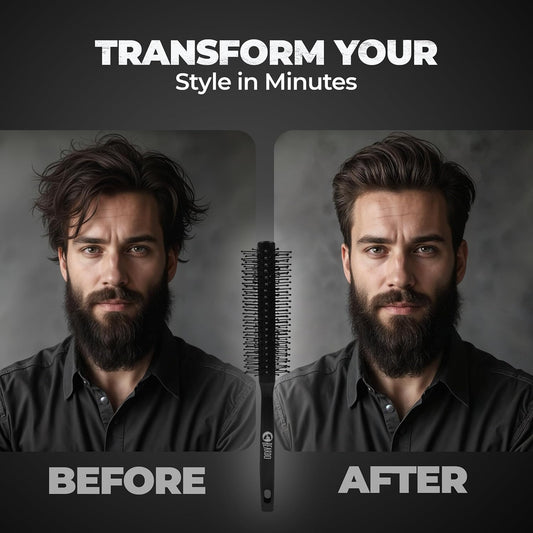 Beardo Roller Hair Brush For Men | Perfect Tool for Efficient Blow Drying, Adding Curls, Waves & Volume | Smoothening & Volumizing comb | Men Accessorie | Lightweight - For All Hair Types