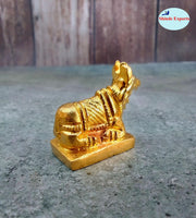 SHINDE EXPORTS Small Brass Nandi Idol Statue vastu Bull murti for Pooja at mandir Home (4cm)