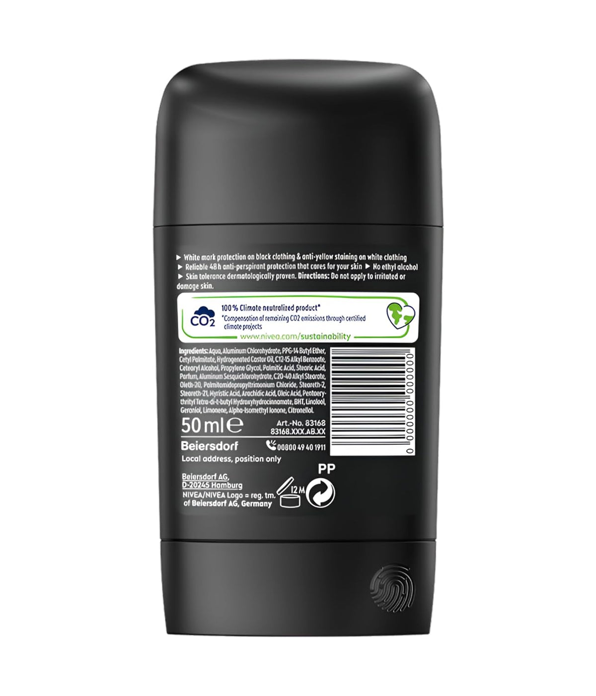 NIVEA Men Men Stick Deodorant Black&White Invisible Fresh 72 Hour Anti-Perspirant Protection, 50ml