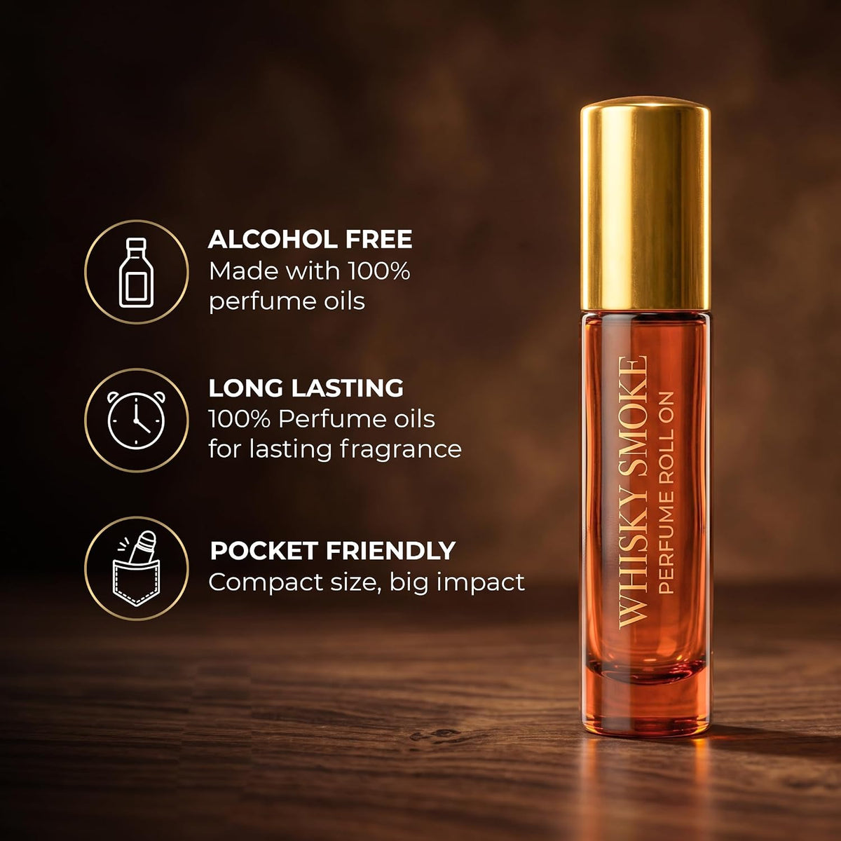 Beardo Whisky Smoke Roll On, 7ml | 100% Concentrated Perfume Oil | Long Lasting Roll On For Man | Smoky, Woody, Leather | Ideal Gift for Men | Best Attar Perfume For Man