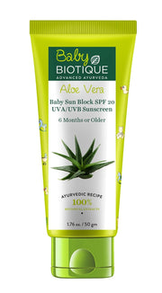 Biotique Aloe Vera Baby Sun Block SPF 20 Sunscreen, 50 g