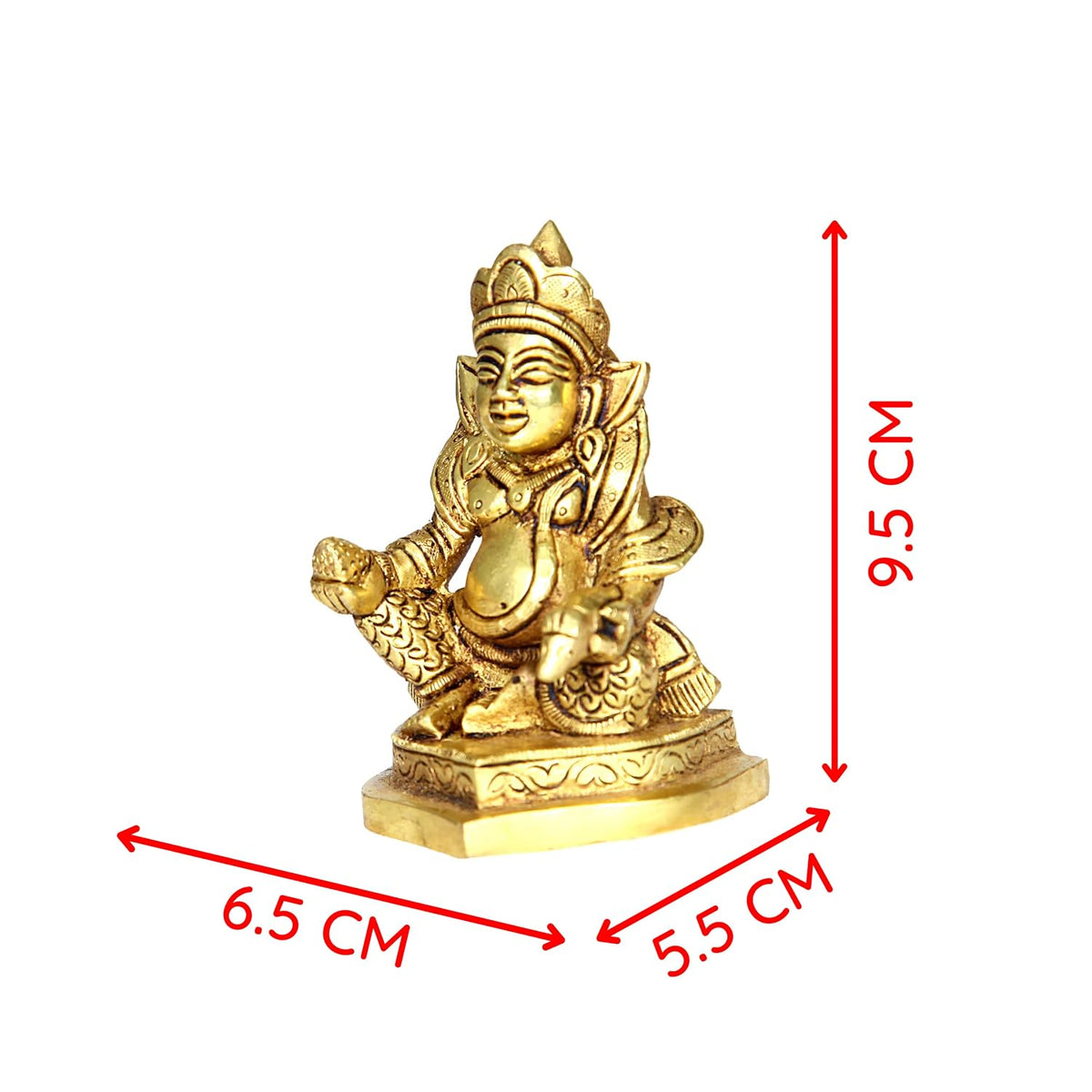 Aalayam Selveer Kubera Statue | Kuber Statue in Brass | Kubera Idol Brass | Kuber Murti Brass | Kuber Idol | Kuber Murti Brass Height 9.5cm Gold Colour 1 Piece