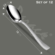 Parage Stainless Steel Dinner Spoons Set of 12, 16 cm, Silver, Mirror Finish