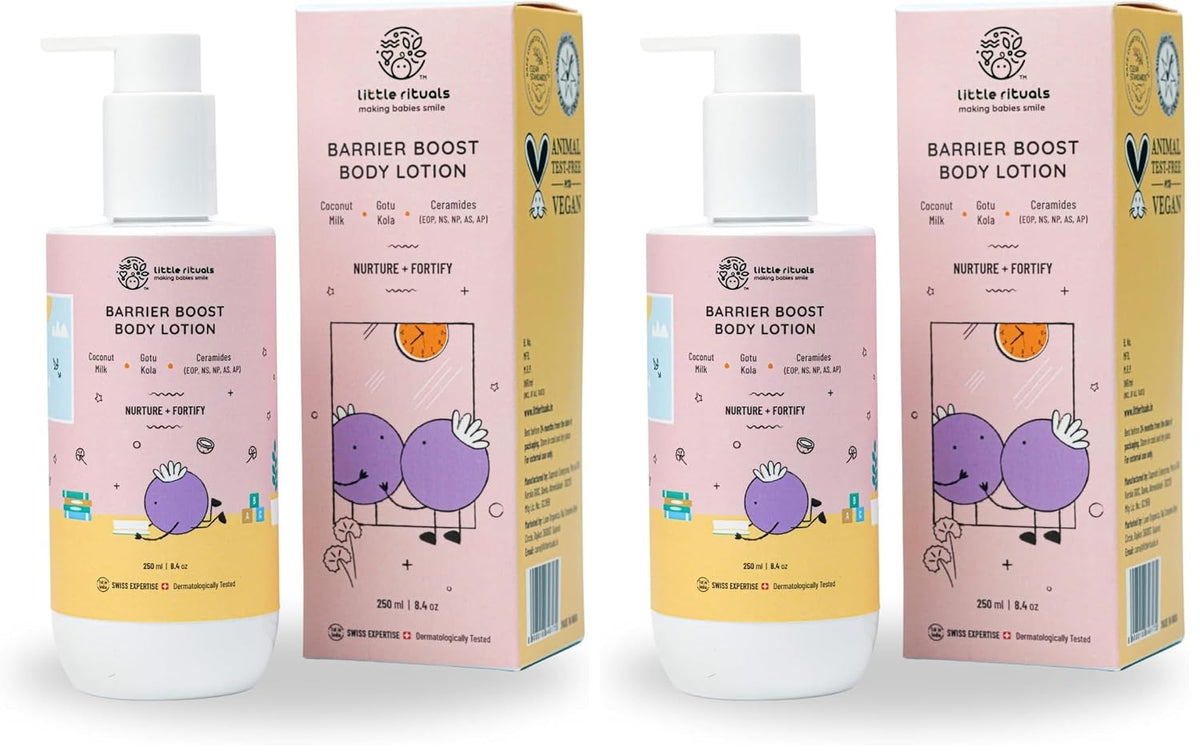 Little Rituals Barrier Boost Baby Body Lotion | Ceramide, Coconut Milk, Gotu Kola | Natural, Organic, Dermat Tested, Swiss Technology | Made Safe | Moisturizing & Nourishing | 250 ml (Pack of 2)