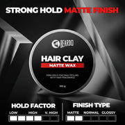 Beardo Hair Clay Wax for Men, 100 gm | Hair Clay for men | Styling Wax | Volumizing | Strong Hold | Restylable |Matte Finish | Easy to Wash Off | Texture Clay for Men