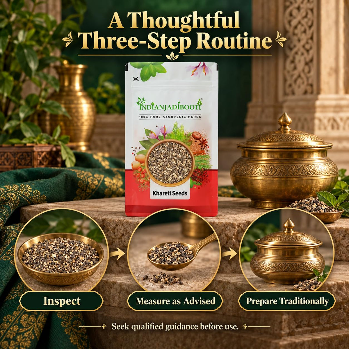 IndianJadiBooti Khareti Seeds (900g Pack Of 2) | Atibala/Kanghi Beej | Raw & Dried Abutilon Indicum | Ayurvedic Herb for Strength & Vitality Support | Natural Country Mallow Seeds | Clean & Mature
