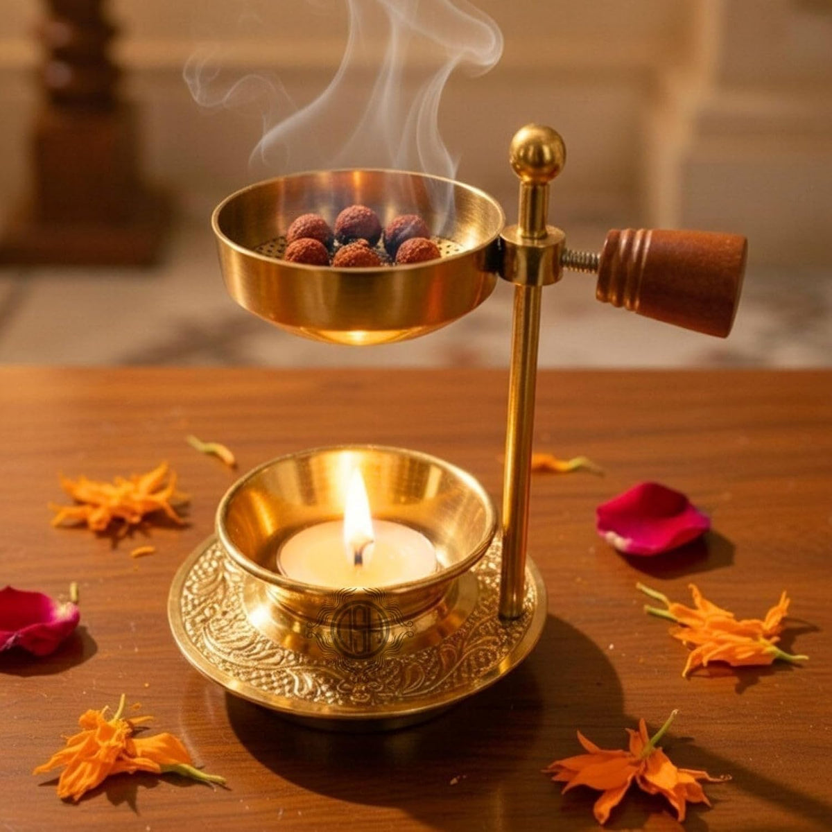 DSH Incense Holder Tea Light Candle or Charcoal Resin Heated for Home Decor Height Adjustable Sambrani Dhoop Holder for Home Fragrance & Spiritual