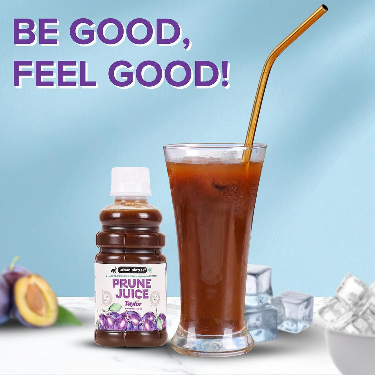 Urban Platter Pure California Prune Juice, 180ml (No Added Sugar | Natural Digestive Support | Source of Antioxidants & Potassium | Preservative-Free)