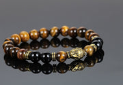 Shining Diva Fashion D'Vine Black Onyx Tiger's Eye Semi Precious Stone Yoga and Meditation Buddha Reiki Healing Beads Unisex Stylish Bracelet for Men, Women(9389b)