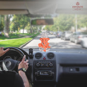 DIVINITI 999 Silver Plated Lord Ganesha Idol for Car Dashboard,Tabletop|Ganesh Statue for Good Luck and Success|Ganpati Murti for Home Decor Mandir, Office Desk Puja Gift Terracotta Orange (8.4x4.2cm)