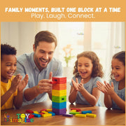 Toy Imagine 54 Pcs Colourful Wooden Blocks for Boys 7–14 Years – Indoor Balancing & Building Game, Montessori Wooden Toys, Kids Activity Tower Block for Cognitive Development & Fun