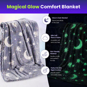 Toy Imagine Glow Blanket for Kids 3–10 Years 150 x 120 cm Glow in The Dark Blanket Soft Flannel Fleece Throw Soft Cozy Warm All Season Blankets for Boys and Girls Gift Grey