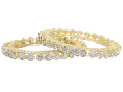 NMII Premium Gold Plated Metal American Diamond Bangles Set For Women & Girls | Pacheli Kada For Women | Traditional Golden Bangles Kada For Wedding, Party, Occasion Jewellery- Set of 2