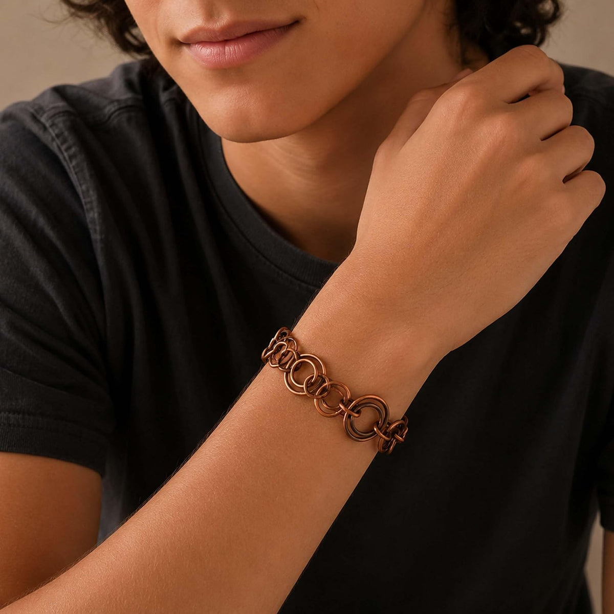 SHINDE EXPORTS Pure Copper Link Chain Bracelet Unisex S Hook 8.5 Inch