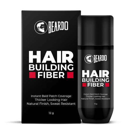 Beardo Hair Building Fiber for Men (12g) | Instant Hair Thickening & Bald Spot Coverage | Natural Salts & Iron Oxides | Sweat, Wind & Rain Resistant | Hyper-realistic hair-like texture | Black