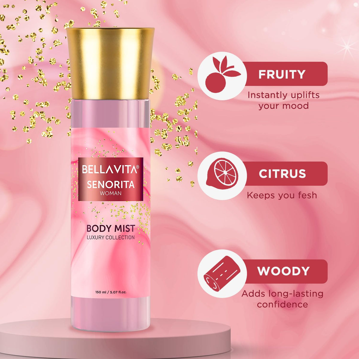 Bella Vita Luxury Senorita & Glam | Long Lasting 2x150ml Perfume Body Spray Mist for Woman | with Refreshing Floral, Woody and Fruity Fragrance of Jasmine