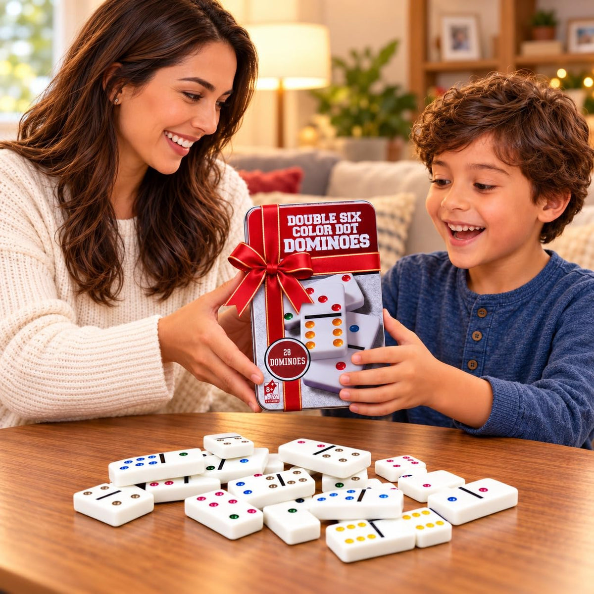Toy Imagine Double Six Color Dot Dominoes Set