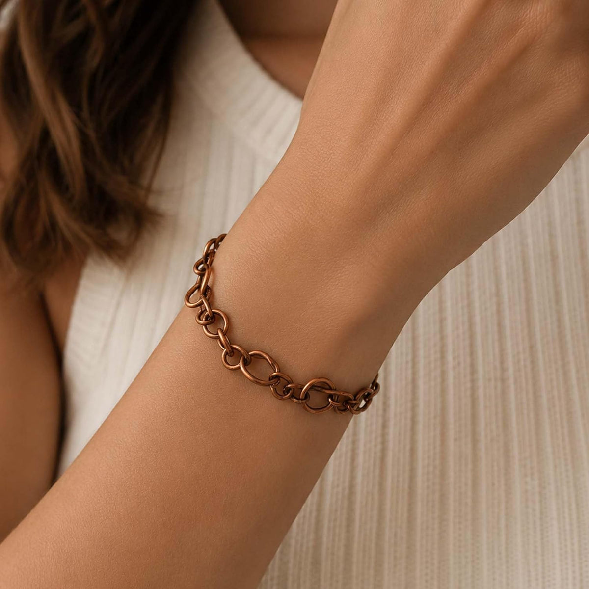 SHINDE EXPORTS Pure Copper Link Chain Bracelet Unisex S Hook 8.5 Inch