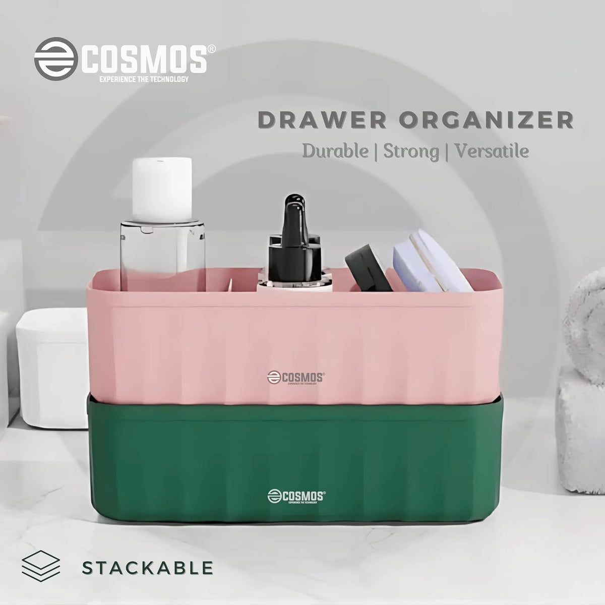 E-COSMOS Drawer Organizers for Undergarments, Socks, Bras, Ties, Scarves, Wardrobe Storage Box Kitchen Tools (Pack Of 4)