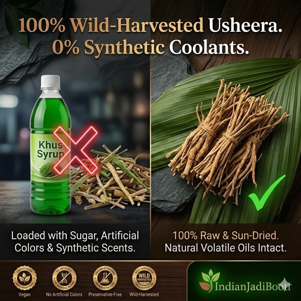IndianJadiBooti Pure Khus Root (Vetiver/Ramacham) | Raw Herbal Coolant for Drinking Water, Glowing Skin & Summer Body Heat Relief, 900 Grams | (Pack Of 2)