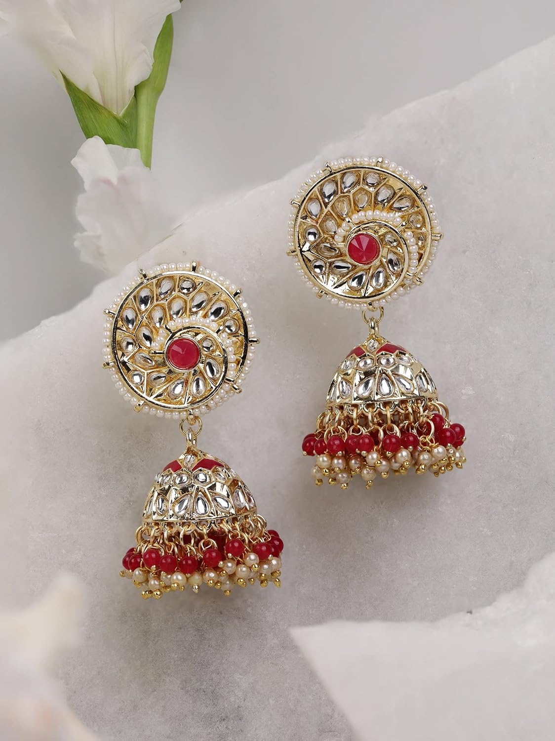 Priyaasi Kundan and Ruby Studded Earrings
