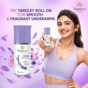 Yardley London English Lavender Underarm Deodorant Roll On | With Licorirce Extract & Floral Extracts | Smooth & Eventoned Underarms | 72 H Long Lasting Floral Scent| 0% Alcohol & Dermat Approved | For Women | 50ml
