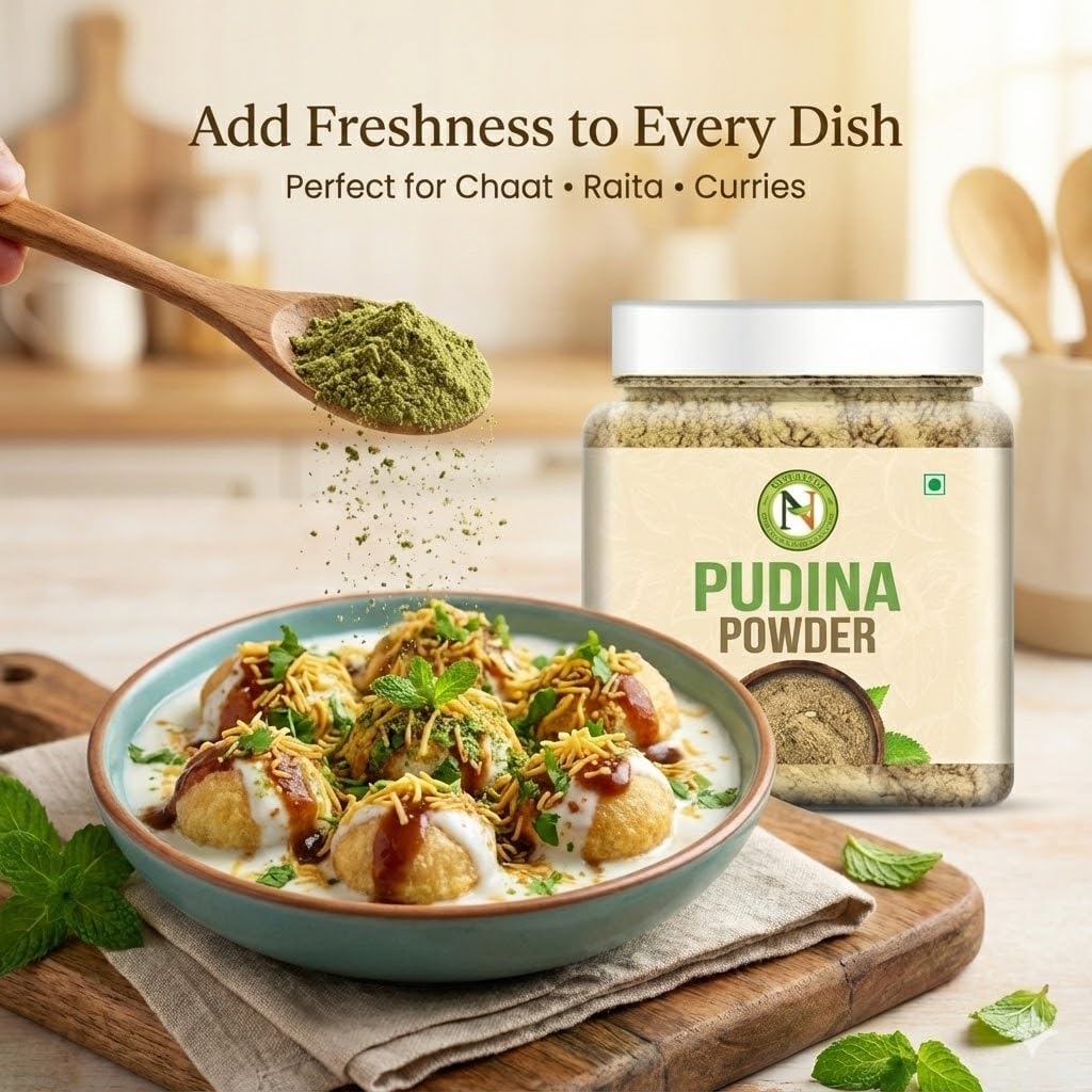 NatureVit Pudina Powder for Cooking 500gm [250g x 2 Jar] | Dried Mint Leaf Powder | Natural Flavor Enhancer | Refreshing & Aromatic | Ideal for Chutneys, Raitas, Masala Mixes